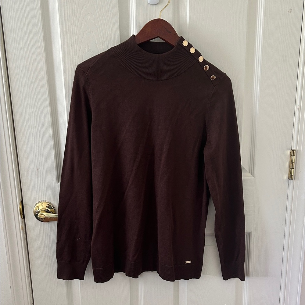 Calvin Klein Women’s Brown Mock Neck Sweater Medium